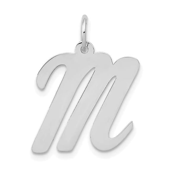 Finest Gold 14K White Gold Large Script Letter M Initial Charm