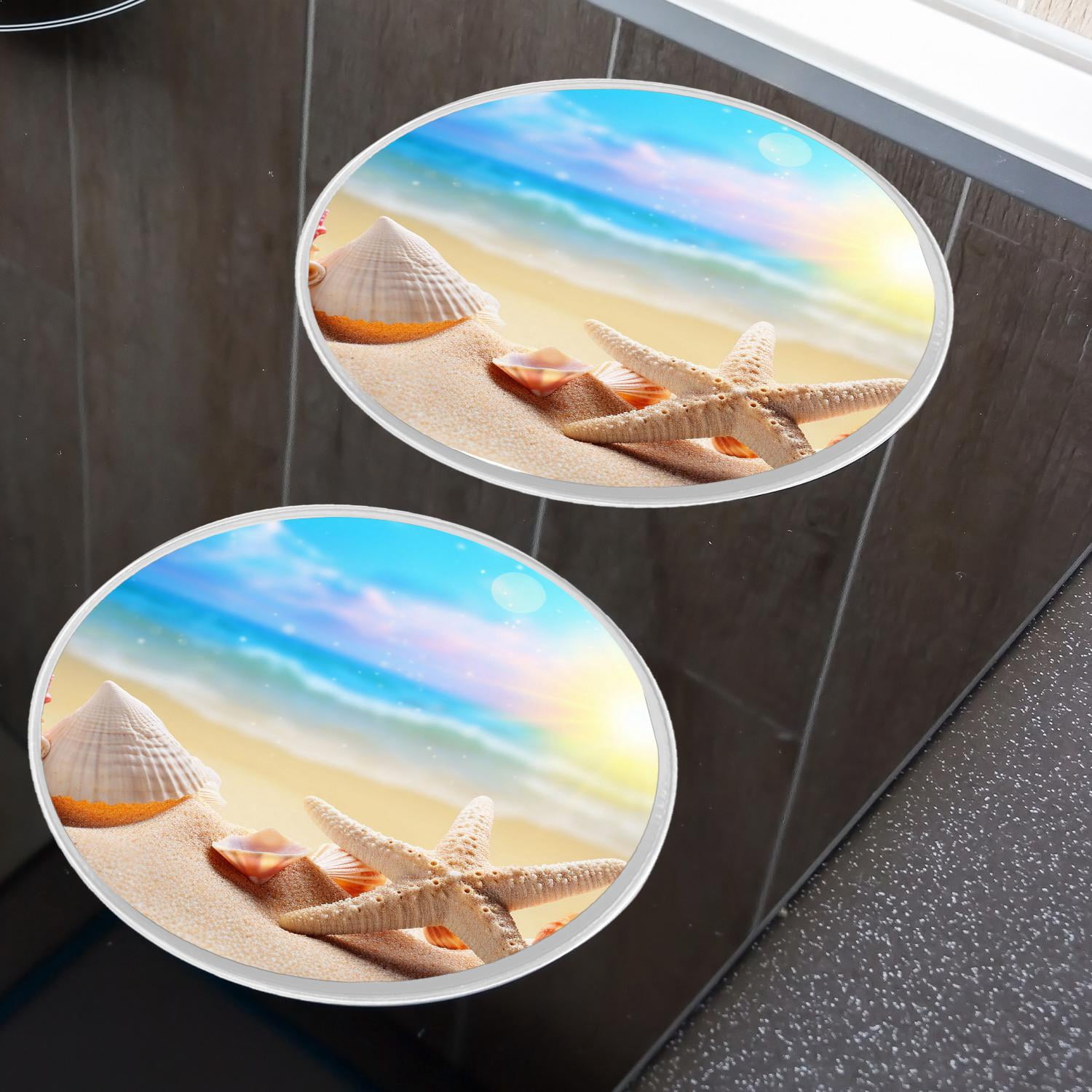 Decorative Stove Burner Covers 4 Pcs Metal Gas Stove Burner Cover 8Inch And 10Inch ,seashell starfish beach landscape Beautiful Pattern