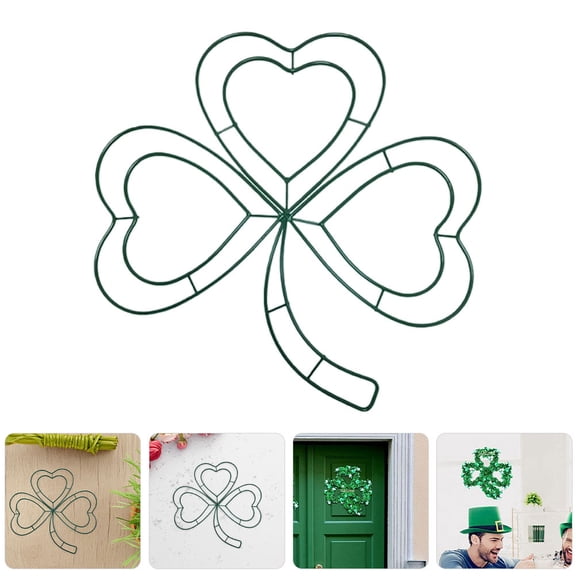 OUNONA 3 Pcs St Patricks Day Decorations Shamrock Wreath Frame For St Patricks Day Door Sign Green Wreaths Farmhouse For St Patricks Day Outdoor Decor