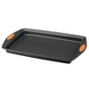 Rachael Ray 11-Inch by 17-Inch Yum-o! Nonstick Oven Lovin’ Crispy Baking Sheet, Cookie Pan, Gray with Orange Handles