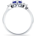 thumbnail image 6 of Three Stone Heart Promise Ring Blue Sapphire Cubic Zirconia White Tone 925 Sterling Silver, Size 7, 6 of 7