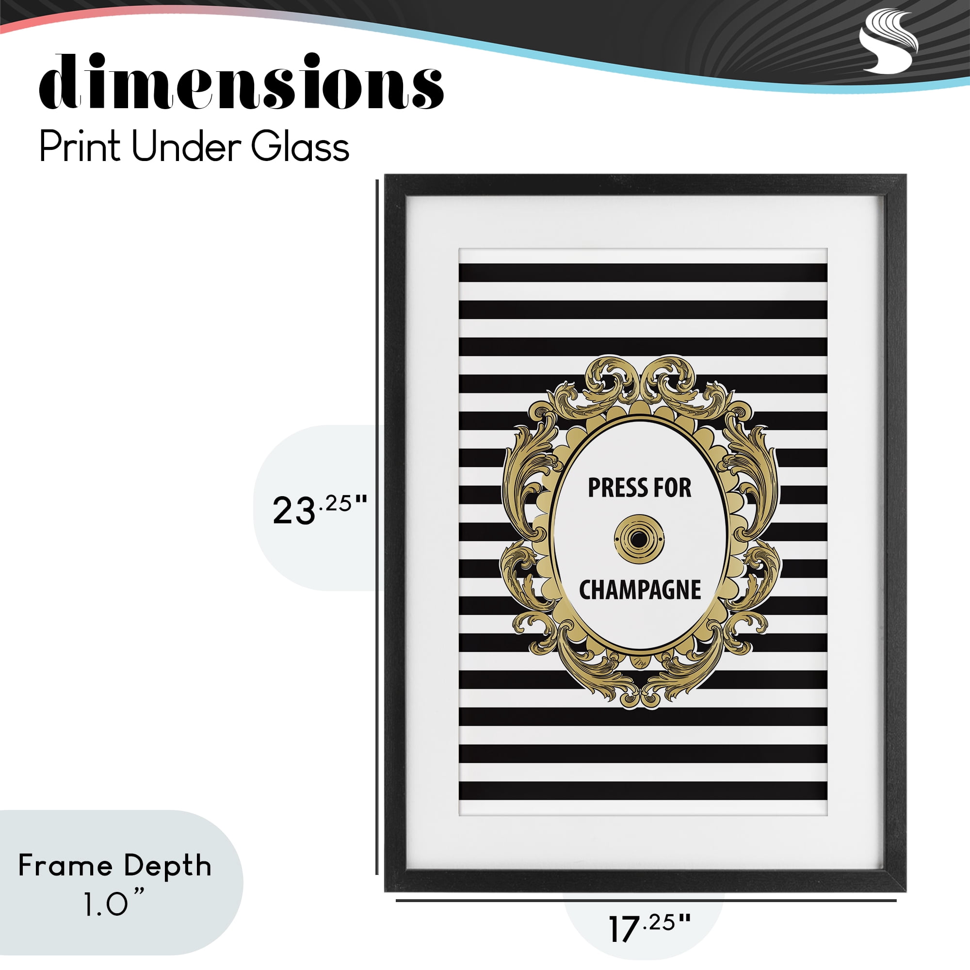 Stupell Industries Press For Champagne Celebration Black Framed Print Under Glass, design by Martina Pavlova