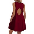 thumbnail image 2 of Otvok Women Solid Sleeveless Cutout Back Sundress Beach Swimwear Summer Mini Dresses with Pocket, 2 of 6