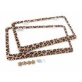 thumbnail image 2 of JR2 Premium 2 PCS Shining Crystal License Plate Frame+Free Crystal Cap+Screw (Leopard), 2 of 4