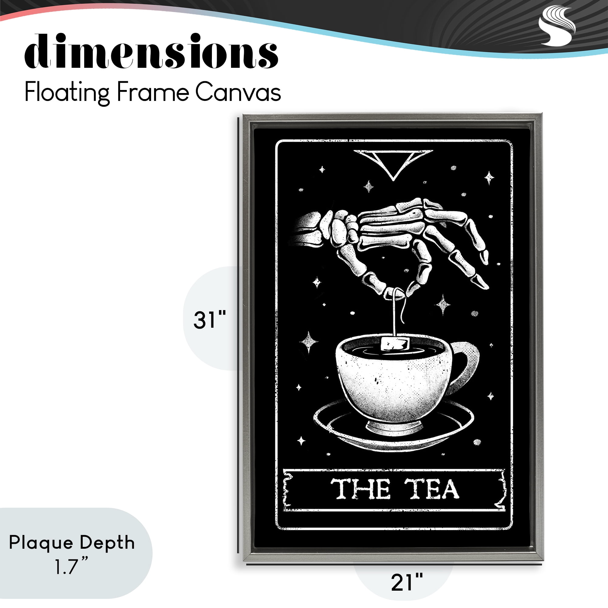 Stupell Industries The Tea Skeleton Tarot Gray Framed Floater Canvas Wall Art, design by EduEly Designs