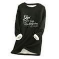 thumbnail image 3 of Jinhomg Womens Loose Sherpa Sweatshirts Casual Letter Print Crewneck Pullover Tops Fall Winter Plus Size Warm Comfy Fleece Lined Pullovers Daily Wear Black XXXXL, 3 of 4
