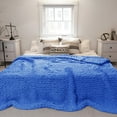 thumbnail image 1 of Modenna Chunky Knit Blanket Throws Chenille Throw Blanket, Denim Blue, 80"x 80", 1 of 8
