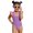 D-Purple, variant on Toddler Floatation Swimsuit Girls 1-6T, One Piece Float Suit with Built-in Float, Cute Floating Swim Suit Floatie