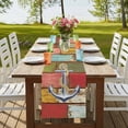 thumbnail image 4 of Table Runners 72 Inches Long Dress Scarves, Nautical Anchor Farmhouse Kitchen Table Runner, Coffee Tablerunners, Country Vintage Colorful Wooden Plank 14x72 Inch, 4 of 9