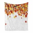 thumbnail image 1 of Autumn Soft Flannel Fleece Blanket, Fall Season Foliage on Tree Branches Canadian Colorful Maple Leaves Romantic Nature, Cozy Plush for Indoor and Outdoor Use, 50" x 70", Multicolor, by Ambesonne, 1 of 6