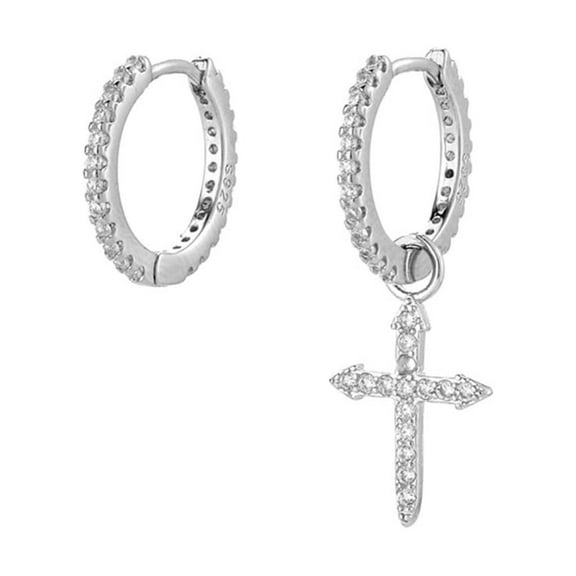 Asymmetric Cross Hoop Earrings Hip Hop Dangle Earring Jewelry for Women Men