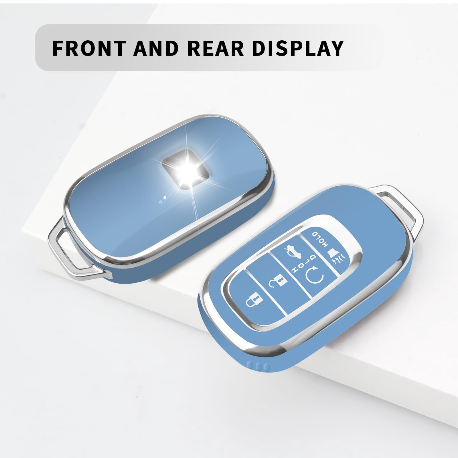 for Honda Key fob Cover, Soft TPU Car Key Case Protector with Leather Keychain Compatible with 2022 2023 2024 2025 Honda Accord Civic HR-V CR-V Pilot Odyssey smart Remote Key