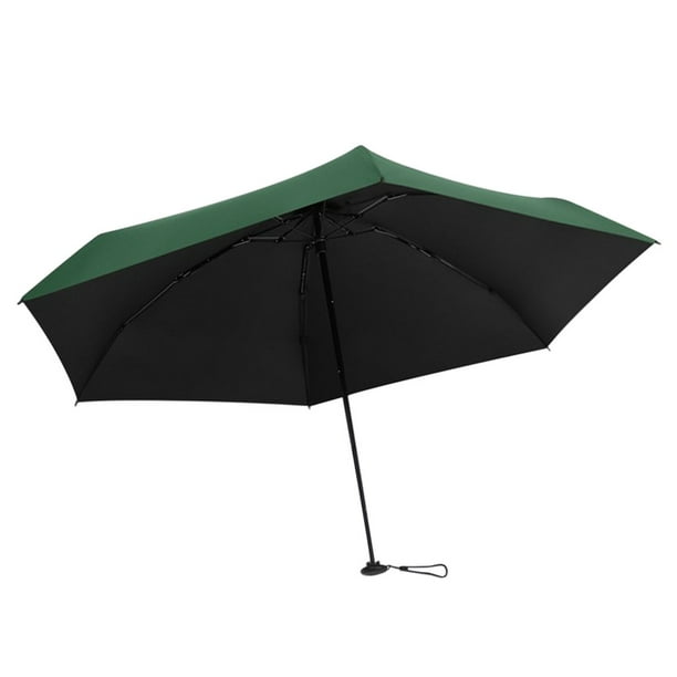 Cateissary Paraguas para el sol 6 varillas Plegable Mini Paraguas a prueba de viento Bolsillo portátil Suministro de protector solar para viajes, Rosa Paraguas de lluvia verde Cateissary HA007269-02B