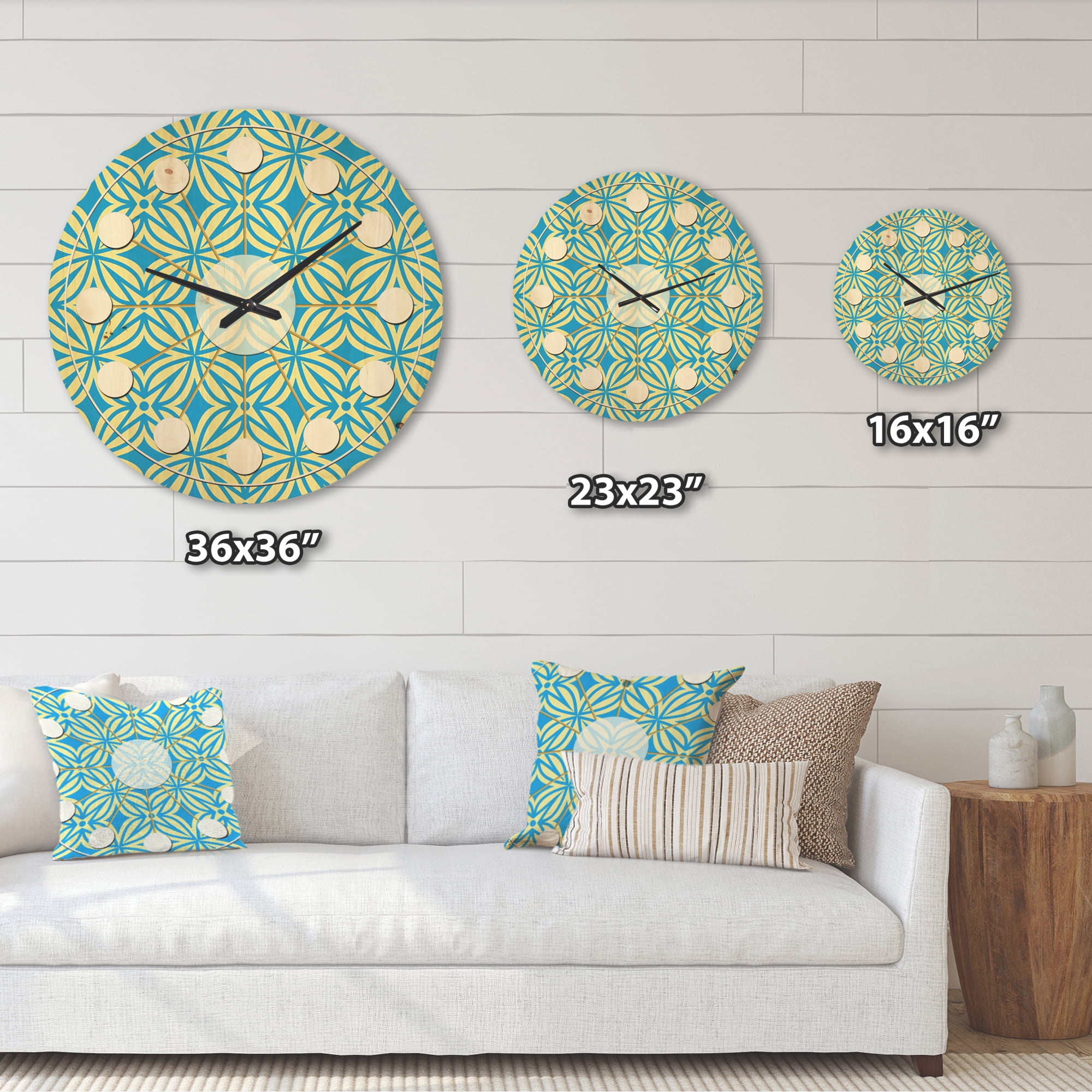 Designart 'Ornamental Retro Design I' Mid-Century Modern Wood Wall Clock