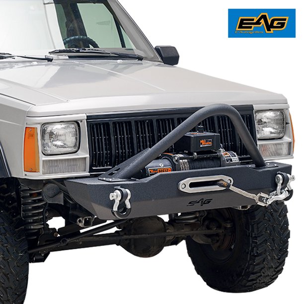 EAG Stinger Stubby Front Bumper with Winch Plate Fit for 19842001 Cherokee XJ / Comanche MJ