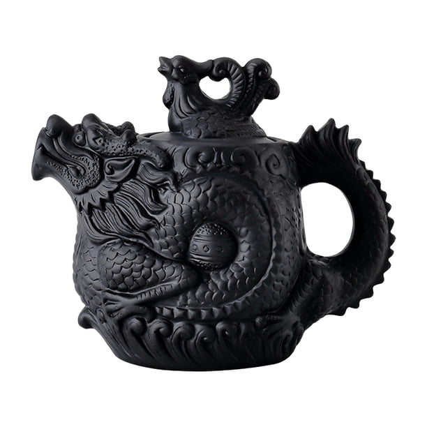 Tetera de arcilla morada, diseño elegante, hecha a mano, suministros para la ceremonia del té, tetera china. negro