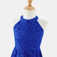 thumbnail image 4 of PatPat Family Matching Blue Lace Halter Sleeveless Dresses and Colorblock Short-sleeve Polo Shirts Sets, Blue, Mom XL, 4 of 7
