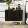 thumbnail image 6 of AISWORD Nightstands Set of 2 with Storage, End Table with 2 Drawers, Night Stand with Metal Legs, Farmhouse Sofa/Bed Side Table for Living Room, Bedroom (Black), 6 of 7