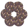 thumbnail image 2 of Haosy Set of 6 Drink Woven Coaster with Holder Heat Resistant Non-Slip Bar Coasters 4 Inches Skulls Crosses Plants, 2 of 7