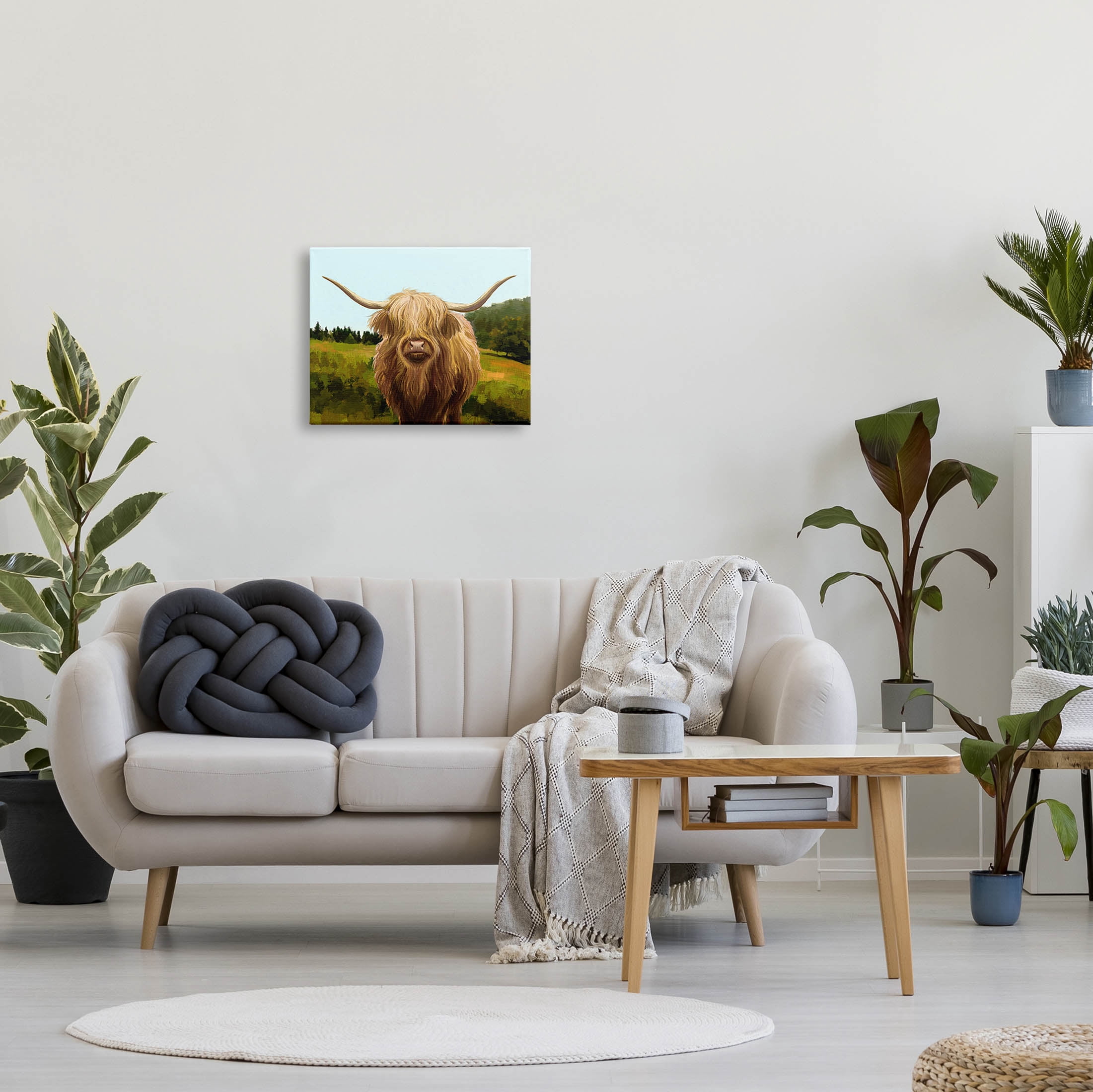 Stupell Industries Highland Cattle Grassland Farm Painting Gallery Wrapped Canvas Print Wall Art, Design by Ziwei Li