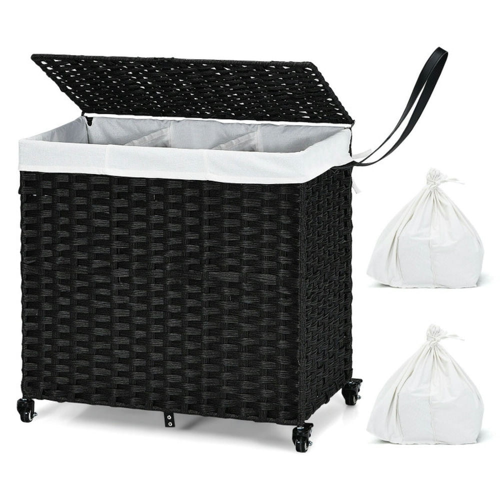 GVN Laundry Hamper with Wheels and Lid-Black, Clothes Hampers for Laundry for Bedroom, Bathroom, Dorm, Laundry Room GVN Laundry Hamper with Wheels and Lid-Black, Clothes Hampers for Laundry for Bedroom, Bathroom, Dorm, Laundry Room