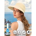 thumbnail image 4 of Helii Women 2 in 1 Convertible Wide Brim Sun Hat with Visor, Ponytail Crownless Removable Cap Packable Foldable UV Protection Breathable Cotton Hat for Travel Hiking Beach Beige,One Size, 4 of 6