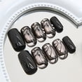 thumbnail image 3 of Uñas postizas adhesivas RTKHFZE cuadradas negras French tip 24 piezas, 3 of 7
