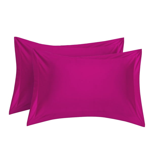 Funda de almohadas PiccoCasa de 2 piezas de algodón para cama, color rosa rey