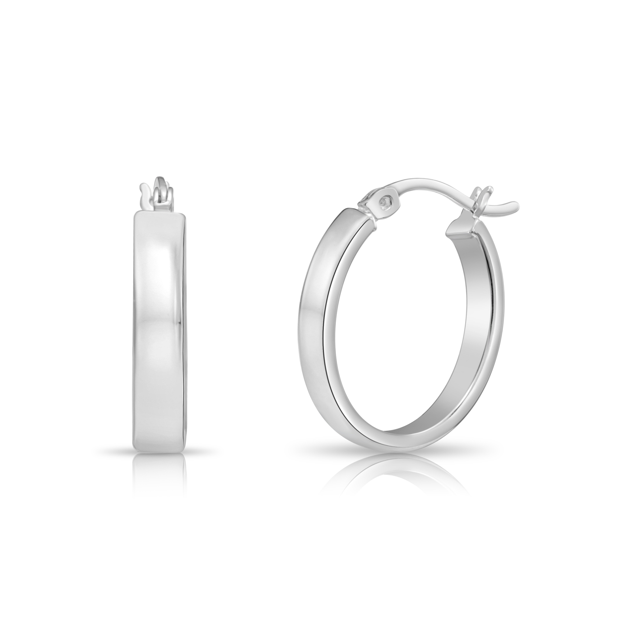 Tilo Jewelry 925 Sterling Silver Polished Oval Hoop Earrings (20mm) for Women & Unisex