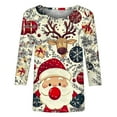 thumbnail image 5 of Byworldtasic Christmas Shirts for Women Plus Size Funny Printed 3/4 Sleeve Tops Round Neck Pullover Blouses S-5XL, 5 of 5