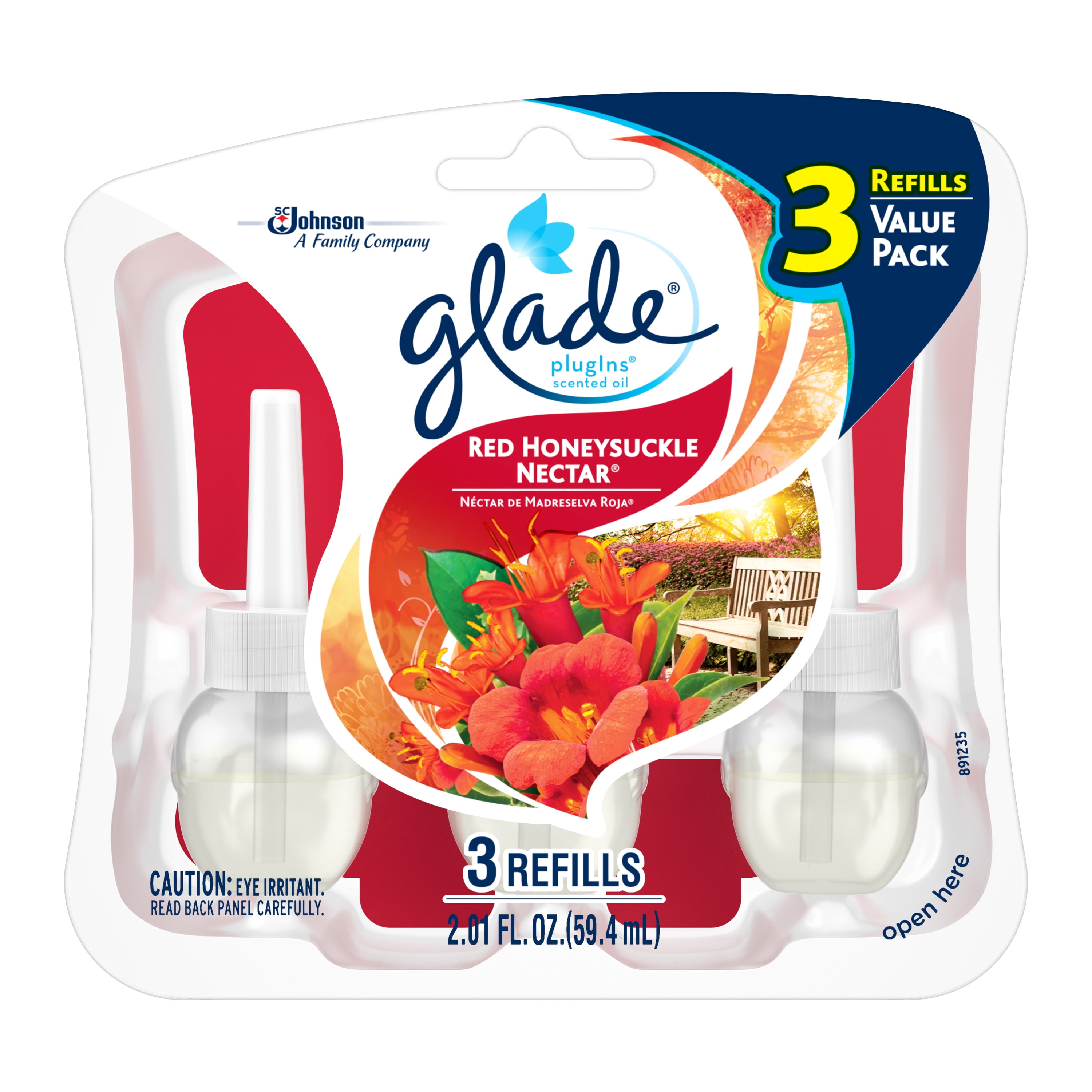 Glade PlugIns Scented Oil Air Freshener Refill, Red Honeysuckle Nectar