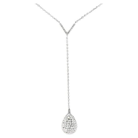 Cate & Chloe Ava 925 Sterling Silver Teardrop Y Necklace With Simulated Diamond Crystals for Women