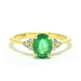thumbnail image 2 of HeartsAndYou 1ct Natural Green Emerald & Diamond Petite Ring 100% REAL 14k SOLID Yellow Gold, 2 of 9