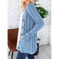 thumbnail image 2 of Womens Open Front Button Down Pocket Cardigan Sweaters Plus Size Long Sleeve Casual Loose Cable Knit Outwear Coat, 2 of 8