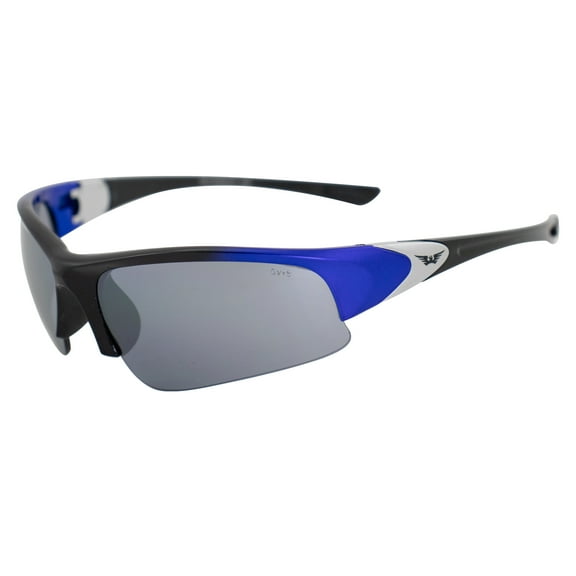 Global Vision Cool Breeze Safety Sunglasses Blue Frames Flash Mirror Lenses ANSI Z87.1