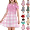 thumbnail image 1 of Girls Summer Dress Tween Dresses Cold Shoulder Gradient Dress Stylish Short Sleeve A-Line Summer Dress for Kids ,Sie:160, 1 of 7