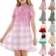 thumbnail image 1 of Girls Summer Dress Tween Dresses Cold Shoulder Gradient Dress Stylish Short Sleeve A-Line Summer Dress for Kids ,Sie:160, 1 of 7