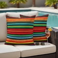 thumbnail image 4 of Colored Stripes Outdoor Waterproof Pillow Covers, Abstract Striped Red Green Blue Striped Decorative Square Throw Pillowcase Sofa Cushion Sham for Patio/Couch/Chair, 20"x20" 2 Pack, 4 of 8