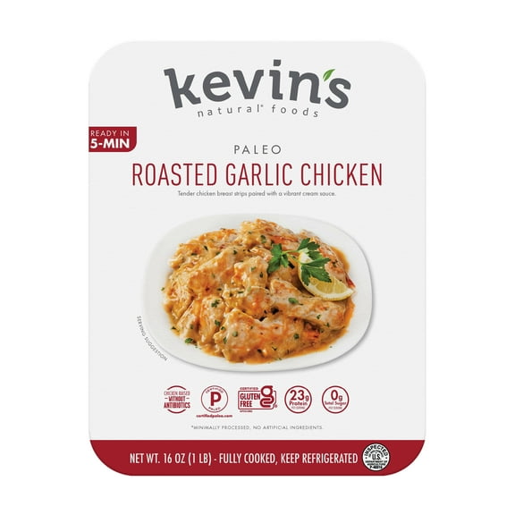 Kevin's Natural Foods Roasted Garlic Chicken, Full Size Refrigerated Entree, 16 oz