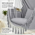 thumbnail image 2 of enshijinzi Hammock Chair Hanging Rope Swing, Max 500 Lbs, 2 Cushions Included, Large Macrame Hanging Chair with Pocket for Superior Comfort, with Hardware Kit (Beige), 2 of 16