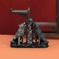 thumbnail image 4 of Two Silver Wolves Figurine Howling Wolf Statue Display Stand Sphere Base Holder for Crystal Ball Glass Pedestal Crystal Sphere, 4 of 6