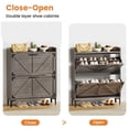 thumbnail image 5 of Narrow Shoe Organizer for Entryway, Slim Hidden Shoe Cabinet for Tiny Little Space, Freestanding Shoe Storage Cabinet with 2 Flip Drawers - with Open Storage for Entryway, Foyer,Hallway (Gray), 5 of 7