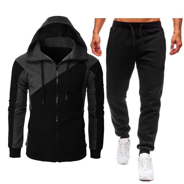 Cardigan à Capuche pour Hommes, Costume de Sport Décontracté, Confortable, Léger, Design Contrasté Élégant