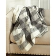 thumbnail image 2 of Fennco Styles Faux Mohair Design Sherpa Throw - Grey and White, 2 of 2