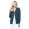 thumbnail image 3 of YEMAK Women's Long Sleeve V-Neck Button Down Soft Knit Cardigan Sweater MK5178-Peacock-L, 3 of 5