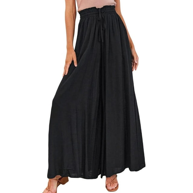 Pantalones Casuales para Mujer, con Cintura Elástica y Pierna , con Bolsillos. Negro M