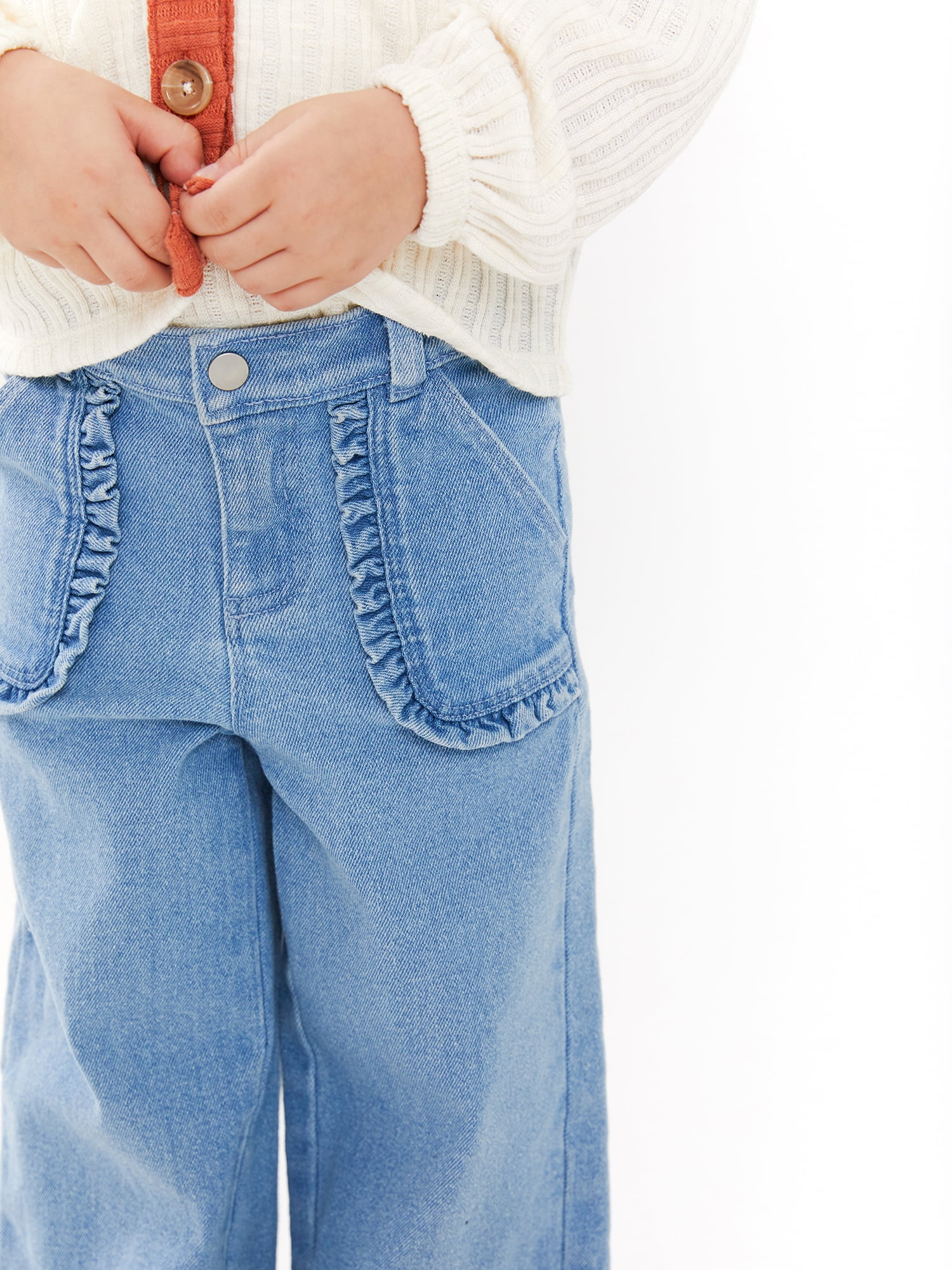 Wonder Nation Baby and Toddler Girls Wide Leg Jeans, Sizes 12M-5T