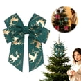 thumbnail image 2 of Festive Multi Loop Ribbon Bow Pendant With Holiday Print Polyester Ornament For Tree Garland Box And Winter Festival Decoration, 2 of 9