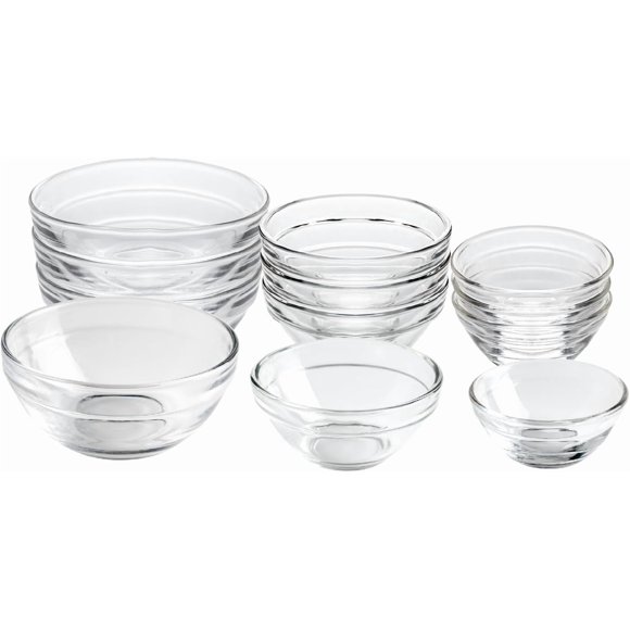 3 Sizes of Glass Prep Bowl Sets, Clear Small Pinch Bowls for Salt, Spices and Chopped Ingredients, 1.5oz/2.5oz/3.5oz, Set of 12