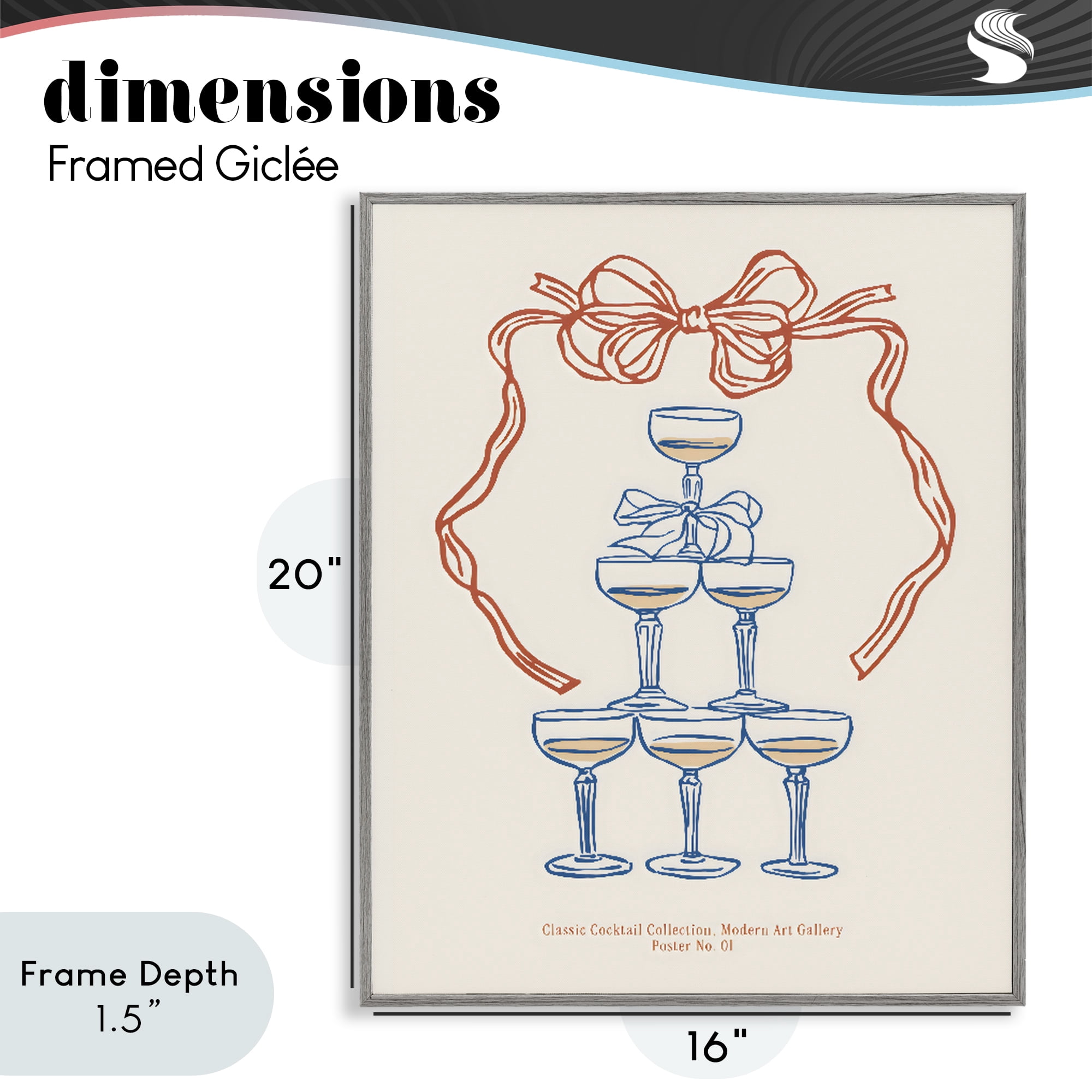 Stupell Industries Classic Cocktail Tower Gray Framed Giclee Art, design by The Prints Vibe